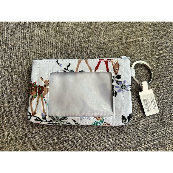 Vera Bradley Zip ID Case Coin Purse In Merry Mischief Snow Day New - Picture 2 of 3